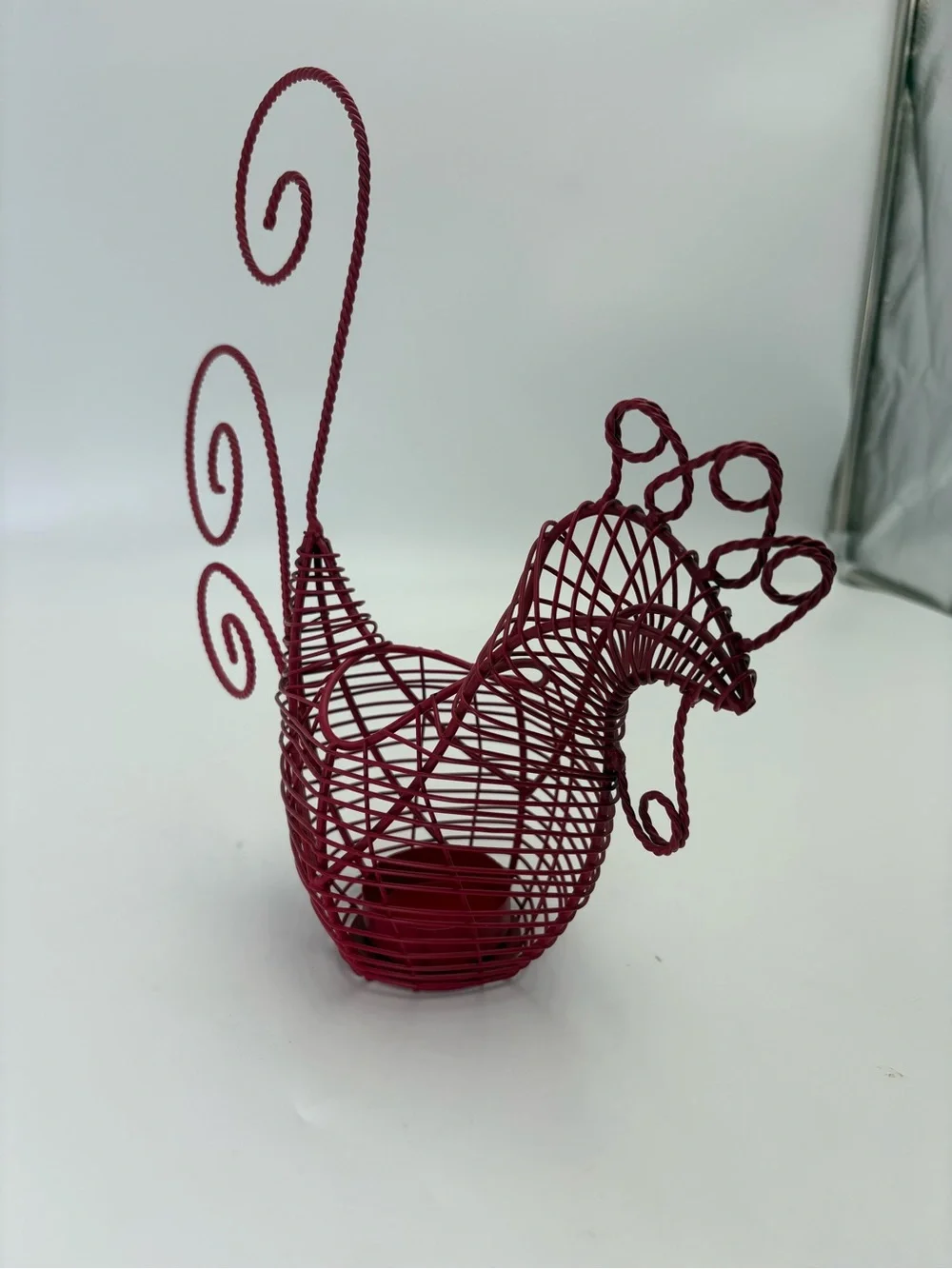 Red Wire Rooster Egg Basket
